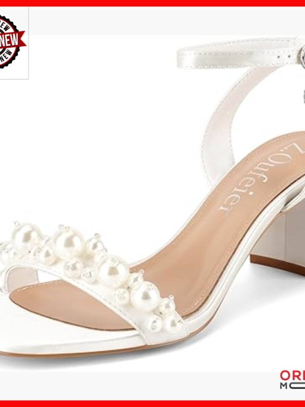 Women's Pearl Chunky Heel Sandals 2.5 Inch Wedding Prom Dress Shoes